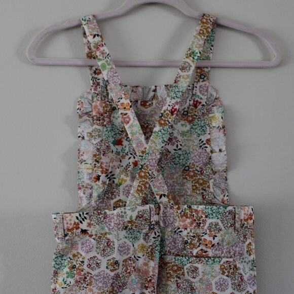 NWT Bonpoint Nioui Cotton Overalls Smocked Bib Floral Boho Print Girls 12 - Picture 6 of 9